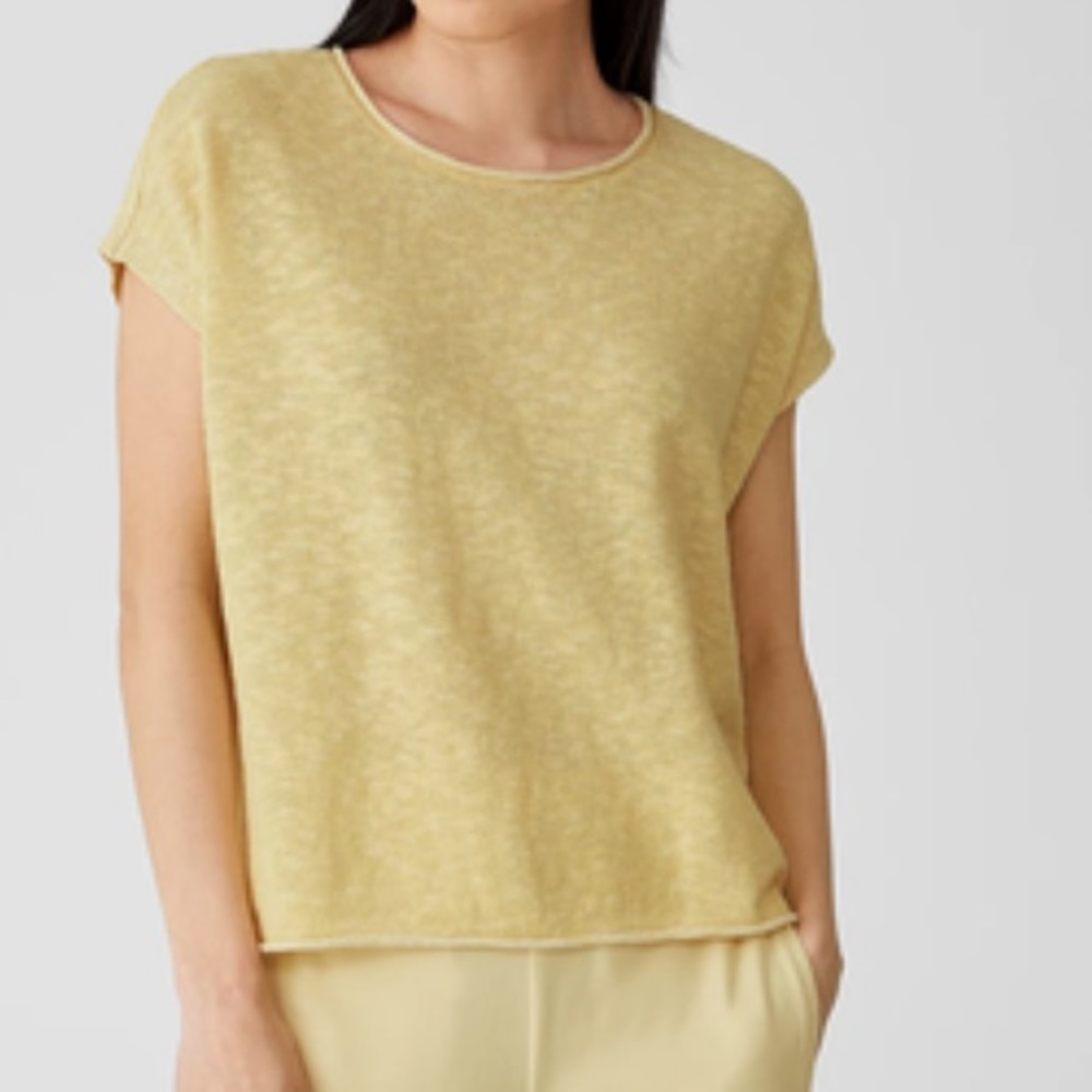 Eileen Fisher Cotton Linen Square Top Size Small‎ Cap Sleeve Organic